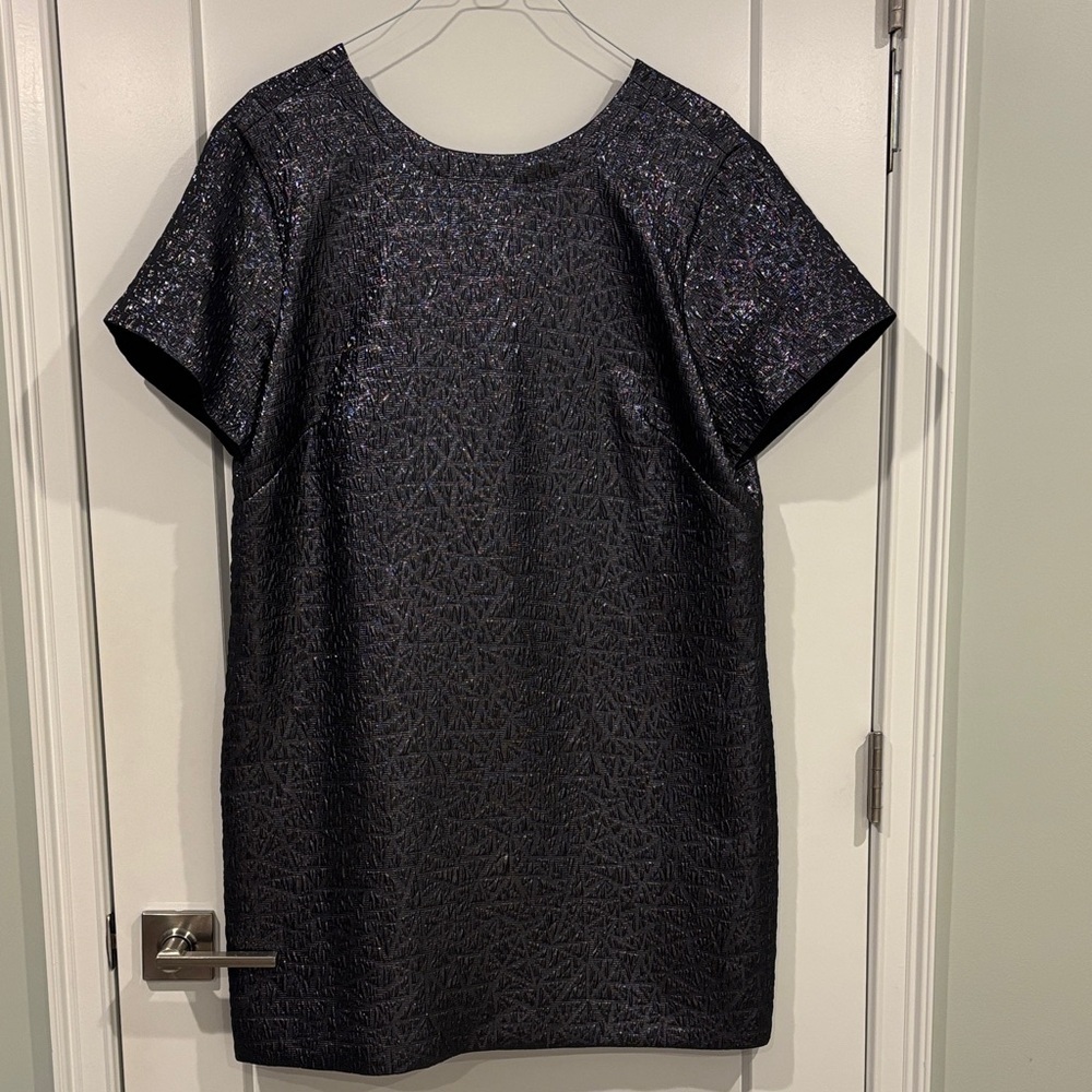 Loft Womens Party Dress with Shiny Gray Fabric and a tie back 16